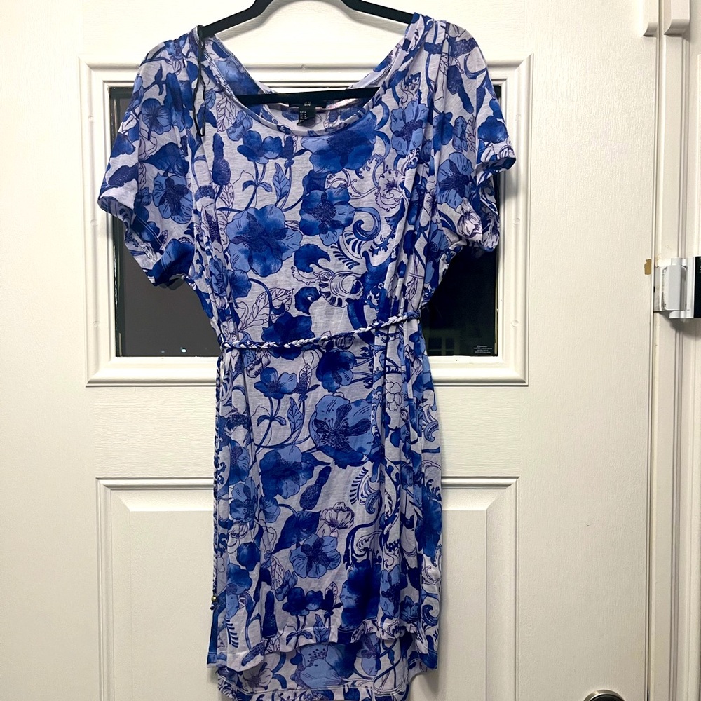 Blue and white dress